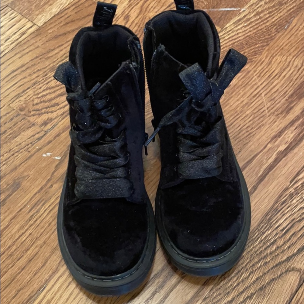 Black velvet booties